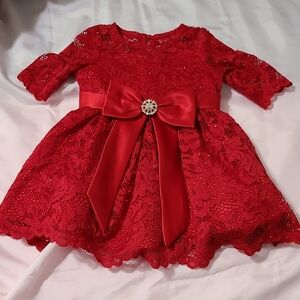 Elegant Red Lace Kids Dress